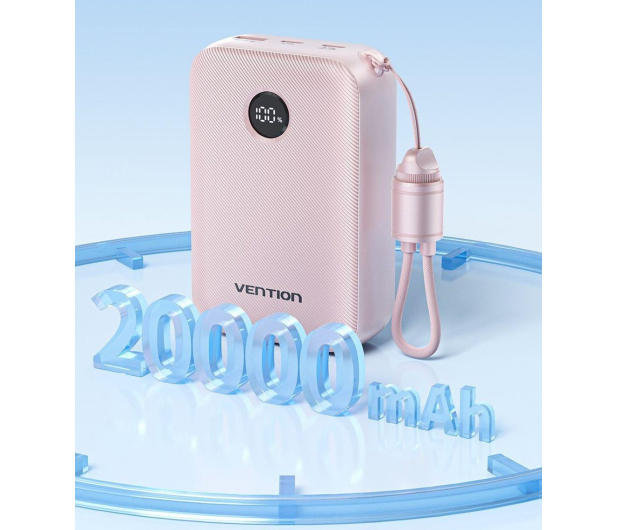 Vention Powerbank 20000mAh 2xUSB-C,USB-A z wyświetlaczem różowy - 1543384 - zdjęcie 4